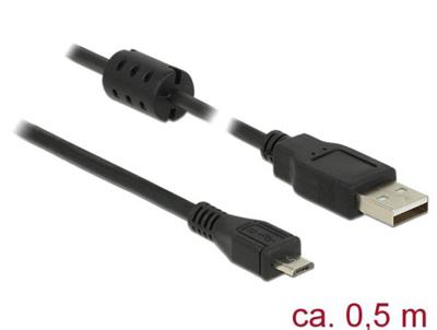 Delock Kabel USB 2.0 Typ-A samec > USB 2.0 Micro-B samec 0,5 m černý