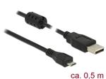 Delock Kabel USB 2.0 Typ-A samec > USB 2.0 Micro-B samec 0,5 m černý