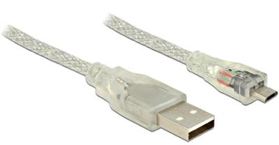 Delock Kabel USB 2.0 Typ-A samec > USB 2.0 Micro-B samec 0,5m transparentní