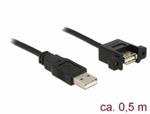 Delock Kabel USB 2.0 Typ-A samec > USB 2.0 Typ-A samice montážní panel 0,5 m