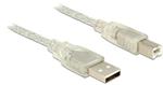 Delock Kabel USB 2.0 Typ-A samec > USB 2.0 Typ-B samec 5m transparentní