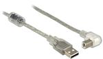 Delock Kabel USB 2.0 Typ-A samec > USB 2.0 Typ-B samec pravoúhlý 2,0 m transparentní