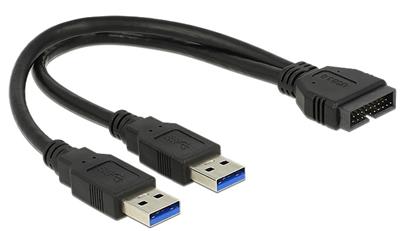 Delock kabel USB 3.0 Pin konektor samec > 2 x USB 3.0 Type-A camec 25 cm