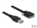 Delock Kabel USB 3.0 Typ-A samec na Typ Micro-B samec se šroubky 3 m