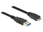 Delock Kabel USB 3.0 Typ-A samec > USB 3.0 Typ Micro-B samec 5,0 m černý