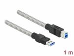 Delock Kabel USB 3.2 Gen 1 Typu-A samec na Typu-B samec, s kovovým opláštěním, 1 m