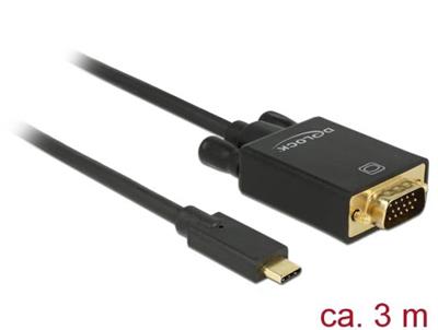 Delock Kabel USB Type-C™ samec > VGA samec (DP Alt Mód) Full HD 1080p 3 m černý