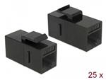 Delock Keystone Modul RJ45 jack > RJ45 jack Cat.6 UTP černý 25 ks