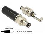 Delock Konektor DC 5,5 x 2,1 mm s délkou 9,5 mm samec