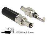 Delock Konektor DC 5,5 x 2,5 mm s délkou 12,0 mm samec