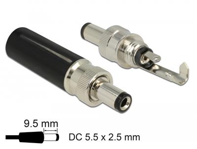 Delock Konektor DC 5,5 x 2,5 mm s délkou 9,5 mm samec