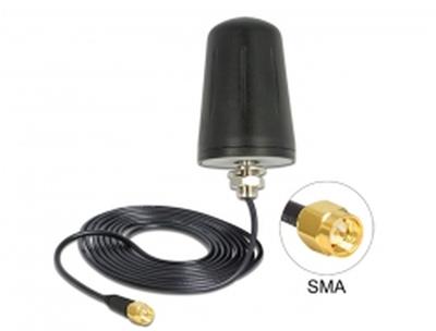 Delock LoRa Antenna 868 MHz SMA Plug 0 dBi omnidirectional (RG-174, 3 m) roof mount outdoor black