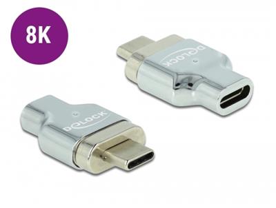 Delock Magnetický adaptér Thunderbolt™ 3 / USB Type-C™ (režim DP Alt), 8K 30 Hz ze zástrčkového na zásuvkový