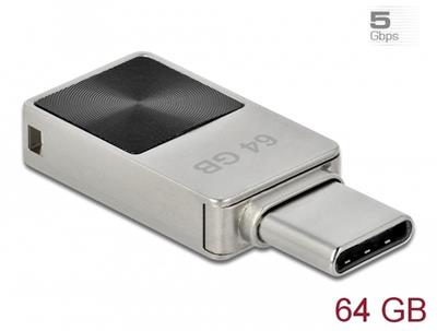 Delock Mini Flash disk USB 3.2 Gen 1, USB-C™, 64 GB - kovový kryt