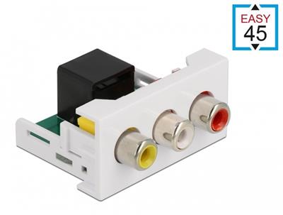 Delock Modul Easy 45 se 3 x RCA samice na RJ45 samice 22,5 x 45 mm