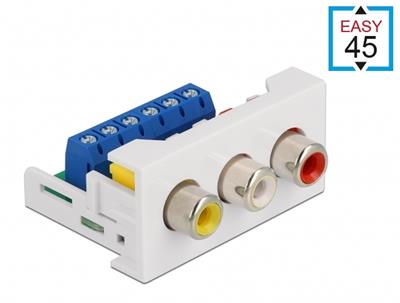 Delock Modul Easy 45 se 3 x zásuvkovými porty RCA, 22,5 x 45 mm