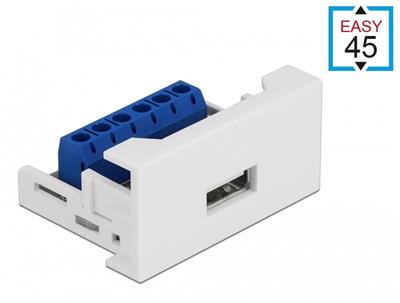 Delock Modul Easy 45 se zásuvkovým portem USB 2.0 Typu-A na svorkovnici 22,5 x 45 mm