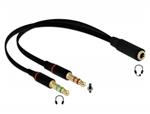 Delock Náhlavní adaptér 1 x 3,5 mm 4 pin Stereo jack samice na 2 x 3,5 mm 3 pin Stereo jack samec