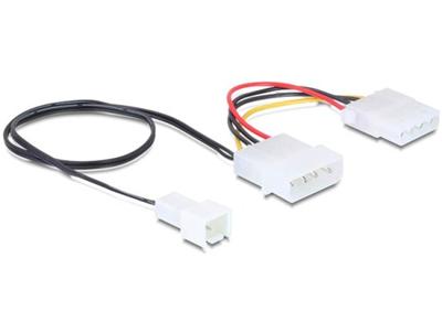 Delock napájecí kabel Molex samec > Molex samice + ventilátor P500