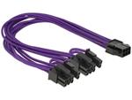 Delock napájecí kabel PCI Express 6 pin samice > 2 x 8 pin samec textilní stínění fialové