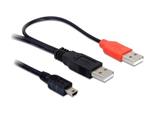 Delock napájecí Y kabel, 2xUSB A na mini USB B, 1 metr