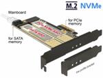 Delock PCI Express x4 Karta > 1 x interní M.2 Key B + 1 x interní NVMe M.2 Key M - format low profile