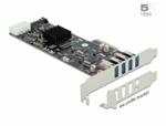 Delock PCI Express x4 Karta na 4 x externí SuperSpeed USB (USB 3.2 Gen 1) USB Typ-A samice Quad Channel - Low Profile