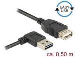 Delock Prodlužovací kabel EASY-USB 2.0 Typ-A samec pravoúhlý levý / pravý > USB 2.0 Typ-A samice 0,5 m