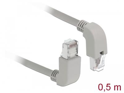 Delock Síťový kabel RJ45 Cat.6A S/FTP pravoúhlý nahoru / dolů 0,5 m