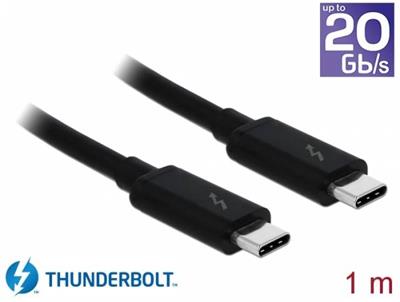 Delock Thunderbolt™ 3 (20 Gb/s) USB-C™ kabel samec > samec pacivní 1,0 m 5 A černý