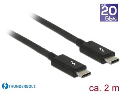 Delock Thunderbolt™ 3 (20 Gb/s) USB-C™ kabel samec > samec pacivní 2,0 m 3 A černý