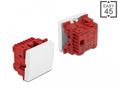 Delock Tlačítko Easy 45, jednotlačítkové, rozměr 45 x 45 mm, bílé