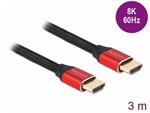 Delock Ultra vysokorychlostní HDMI kabel, 48 Gbps, 8K 60 Hz, červená 3 m certifikovaný