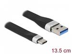 Delock USB 3.2 Gen 2, FPC plochý stuhový kabel, USB Typ-A na USB Type-C™, 13,5 cm, PD 3 A