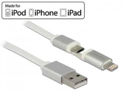 Delock USB datový a napájecí kabel pro Apple a zařízení Micro USB 1 m bílý