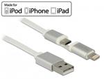 Delock USB datový a napájecí kabel pro Apple a zařízení Micro USB 1 m bílý