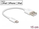 Delock USB datový a napájecí kabel pro iPhone™, iPad™, iPod™ bílý 15 cm