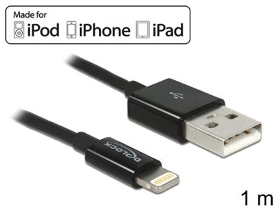 Delock USB datový a napájecí kabel pro iPhone™, iPad™, iPod™ černá