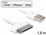 Delock USB napájecí a datový kabel iPod, iPhone, iPad, bílý, 1,8m