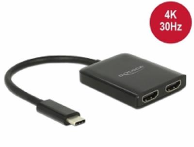 Delock USB Type-C™ Splitter (DP Alt Mód) > 2 x HDMI výstup 4K 30 Hz