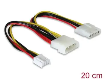 Delock Y-cable power Molex 4pin male > Molex 4pin female + 3,5 FDD