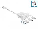 Delock Zatažitelný kabel modulu Easy 45 USB 2.0 typu 3 v 1 z USB Typu-A na USB-C™, Micro USB a Lightning, bílý