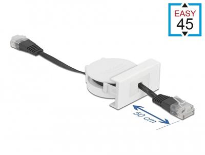 Delock Zatažitelný síťový kabel modulu Easy 45, RJ45, Cat.5e, černý