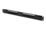 Digitus CAT 6, Class E patch panel, unshielded 16-port RJ45, 8P8C, LSA, 1U, rack mount, color black RAL 9005