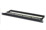 Digitus CAT 6 patch panel, nestíněný,24-Port RJ45, s klapkou, 8P8C, LSA, 0.5U, 19 "pro montáž do racku, barva černá RAL