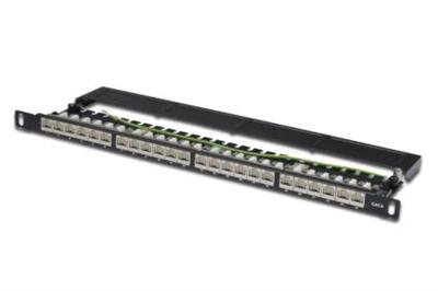 Digitus CAT 6 patch panel, stíněný,24-Port RJ45, s klapkou, 8P8C, LSA, 0.5U, 19 "pro montáž do racku, barva černá RAL90