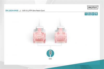 DIGITUS CAT 6 U-FTP slim patch cord, Cu, LSZH AWG 28/7, length 4 m, color grey