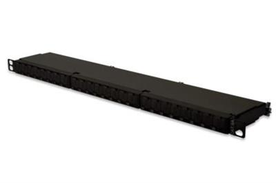 DIGITUS CAT 6a Class EA Patch Panel, shielded 0.5U, 24-port RJ45 incl. dust cover, 8P8C, black RAL9005