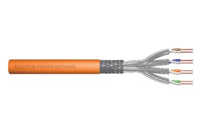 Digitus CAT 7 S-FTP PiMF installation cable, raw length 1000 m, drum, AWG 23/1, 1200 MHz, LSZH-3, simplex, color orange