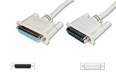 Digitus Datatransfer extension cable, D-Sub25 M/F, 3.0m, serial/parallel, molded, be